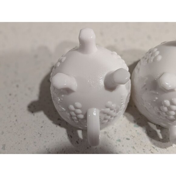 Imperial Glass Milk Glass Cream & Sugar Set With Grape Pattern - Picture 9 of 11